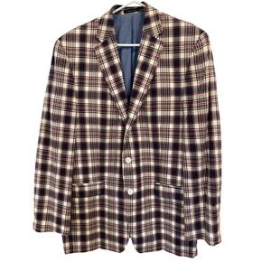 Lauren Ralph Lauren Madras Plaid Blazer‎ Mens Size 42L Sport Coat Cotton Preppy